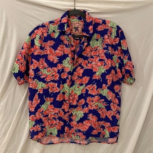 Big Dogs Shirt Blue California wines Button Colorful small - Picture 1 of 4